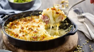 Gratin léger poireaux-jambon prêt en 25 minutes : savoureux, peu calorique et vraiment rapide