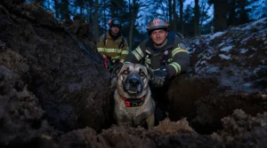 Coincée dans un terrier de blaireau lors d’une battue, une chienne de chasse est sauvée in extremis