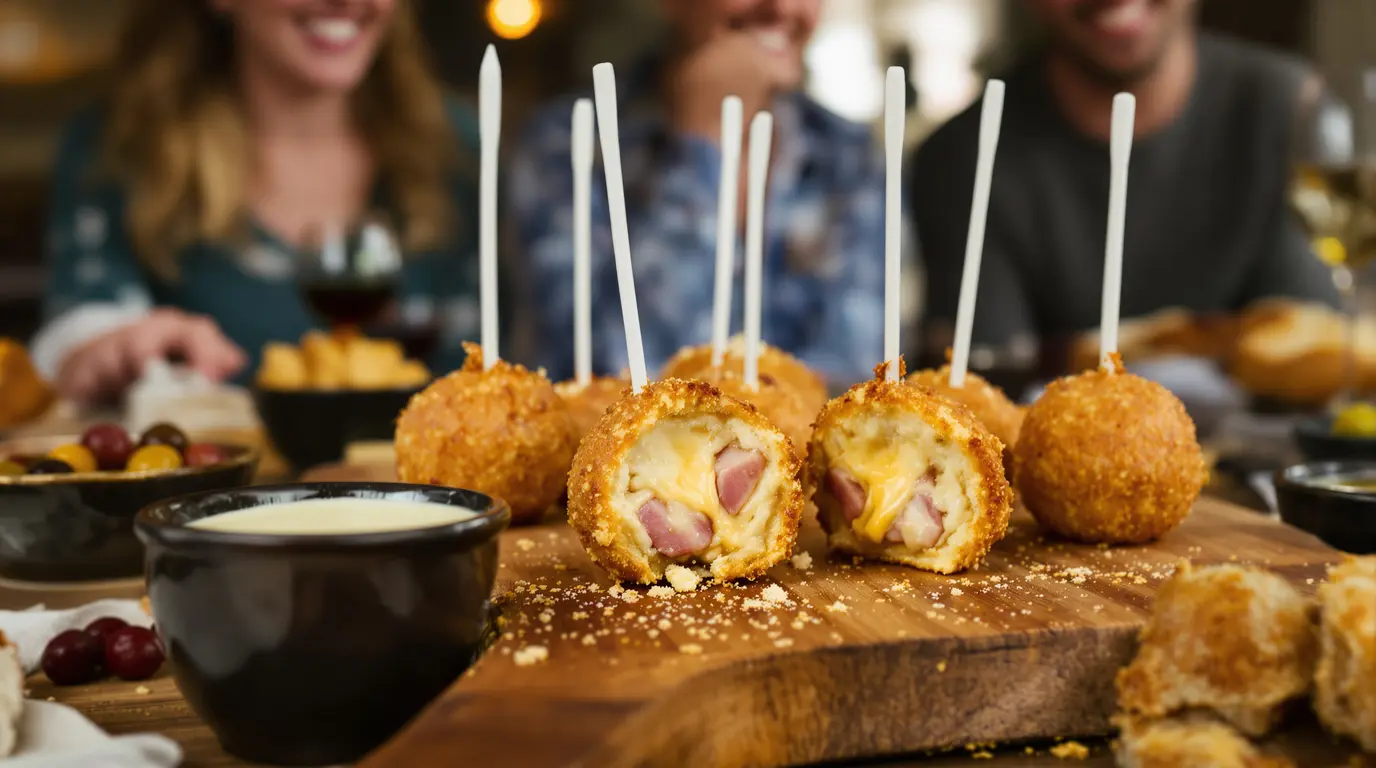 J'ai planté des bâtonnets de sucette dans mes boulettes jambon-fromage : mes invités n'ont parlé que de ça J'ai planté des bâtonnets de sucette dans mes boulettes jambon-fromage : mes invités n'ont parlé que de ça