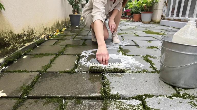 Terrasse verte et glissante : cet ingrédient de cuisine à 50 centimes la nettoie en 1 h sans Karcher