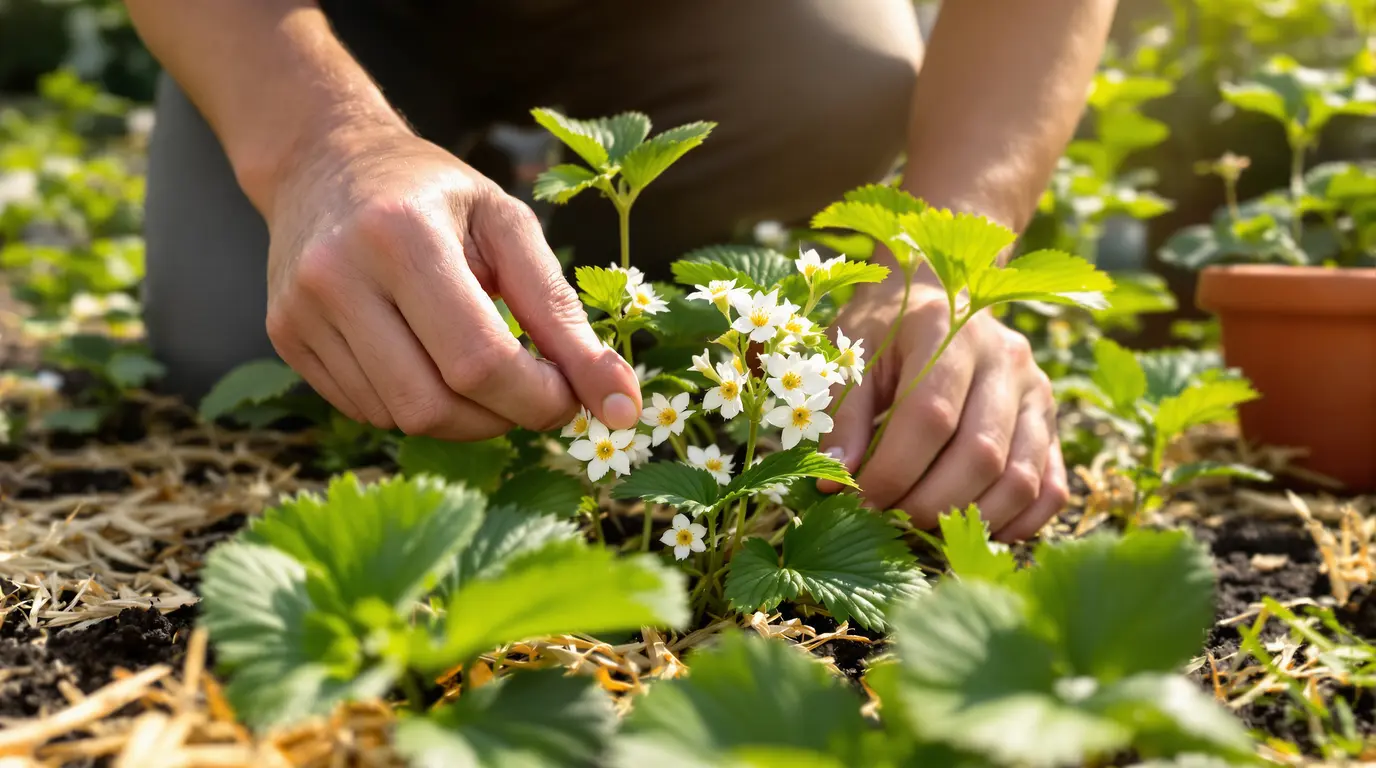 Vos fraisiers sont en fleurs : les bons gestes à faire maintenant pour une récolte de fraises abondante Vos fraisiers sont en fleurs : les bons gestes à faire maintenant pour une récolte de fraises abondante