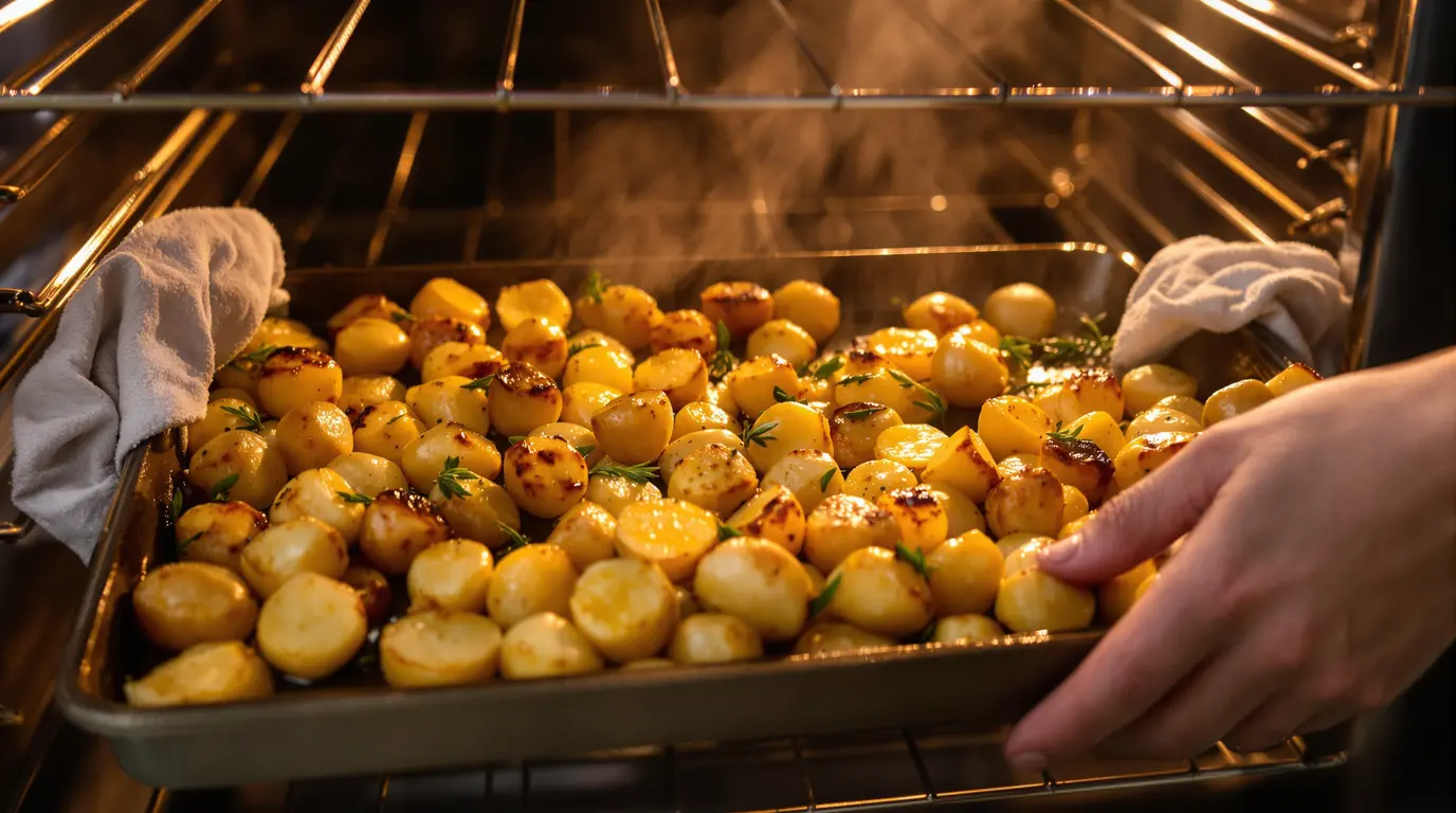 Voici comment je cuis des pommes de terre grenaille au four pour qu'elles soient bien dorées Voici comment je cuis des pommes de terre grenaille au four pour qu'elles soient bien dorées