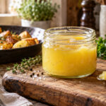 Bocal de graisse de canard conservée en cuisine